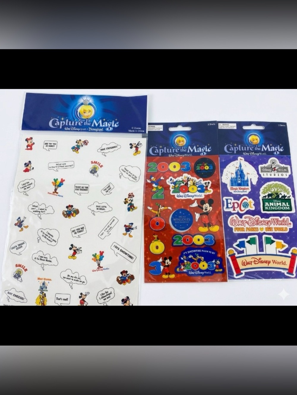 3 Vintage Capture the Magic Disney Sticker Sheets  2003 Walt Disney Mickey Mouse
